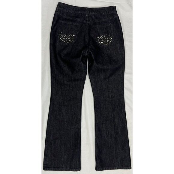 Chico's Platinum Charm Dark Wash Rhinestone Embellished Jeans Size 1.5 Regular - Picture 8 of 14